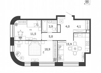 Продажа 2-ком. квартиры, 64.1 м2, Москва, ЮАО, улица Петра Кончаловского, 5