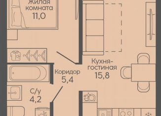 Продам 1-ком. квартиру, 41.3 м2, Волгоградская область, Трёхгорная улица, 27