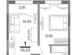 Продается 1-ком. квартира, 36.2 м2, Рязань