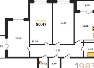 Продаю 3-ком. квартиру, 80.5 м2, Воронеж, Коминтерновский район, улица 45-й Стрелковой Дивизии, 259/27