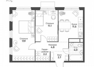 Продам 2-ком. квартиру, 54.2 м2, Москва, ЮАО, улица Петра Кончаловского, 5