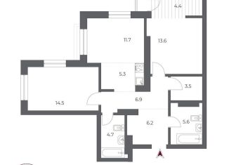 Продажа 3-ком. квартиры, 74.2 м2, Новосибирск, метро Сибирская