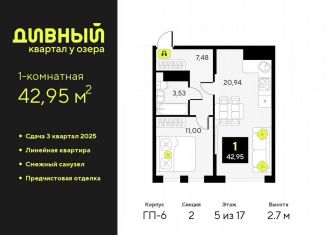 Продается 1-ком. квартира, 43 м2, Тюменская область