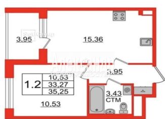 Продажа 1-ком. квартиры, 33.3 м2, посёлок Стрельна, проспект Будённого, 22к4