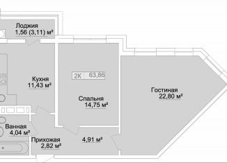 2-ком. квартира на продажу, 63.9 м2, Каспийск