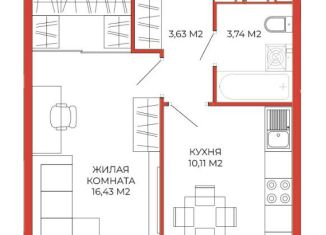 Продам однокомнатную квартиру, 34.2 м2, Пенза, Побочинская улица, с7