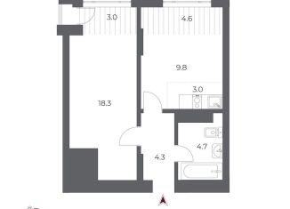 Продам 2-комнатную квартиру, 43.9 м2, Новосибирск, метро Гагаринская