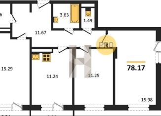 Продается 3-комнатная квартира, 78.2 м2, Воронеж, Коминтерновский район, улица 45-й Стрелковой Дивизии, 259/27