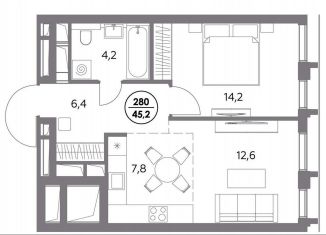 Продажа 1-комнатной квартиры, 45.2 м2, Москва, ЦАО, улица Фридриха Энгельса, 58с3