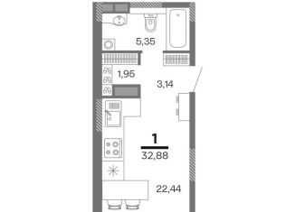 Продам квартиру студию, 32.9 м2, Рязанская область