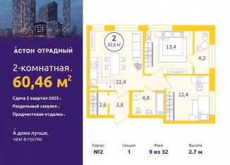 Продаю 2-комнатную квартиру, 60.5 м2, Свердловская область, улица Репина, 111