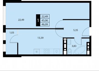 Однокомнатная квартира на продажу, 46.1 м2, посёлок городского типа Партенит, Прибрежная улица