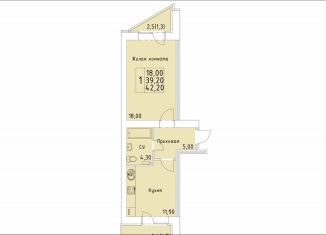 Продажа 1-комнатной квартиры, 42.2 м2, Кировская область, улица Красной Звезды