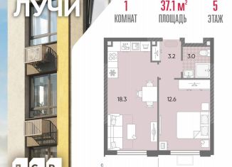 Продажа однокомнатной квартиры, 37.1 м2, Москва, 2-й этап, к8, метро Боровское шоссе