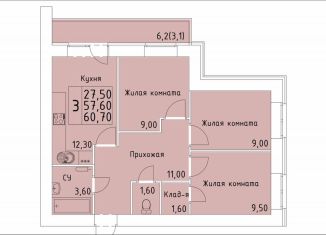 Продаю 3-комнатную квартиру, 60.7 м2, Кировская область, улица Красной Звезды