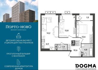 Продаю 2-комнатную квартиру, 65.4 м2, Новороссийск