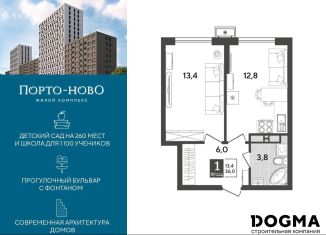 1-комнатная квартира на продажу, 36 м2, Новороссийск