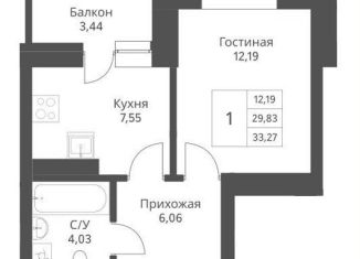 Продается 1-ком. квартира, 33.3 м2, Новосибирск, Заельцовский район, улица Дуси Ковальчук, 246