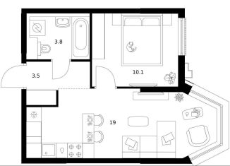 Продам 1-комнатную квартиру, 36.4 м2, Москва, метро Варшавская, жилой комплекс Москворечье, 1.3