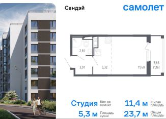 Продаю квартиру студию, 23.7 м2, Санкт-Петербург, метро Проспект Ветеранов, жилой комплекс Сандэй, 7.2