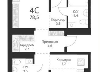 Продам четырехкомнатную квартиру, 78.5 м2, Новосибирск, Первомайский район