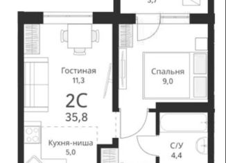 Продам двухкомнатную квартиру, 35.8 м2, Новосибирск