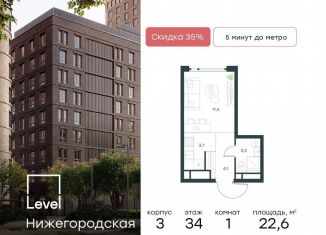 Квартира на продажу студия, 22.6 м2, Москва, метро Нижегородская, Перовское шоссе, 21