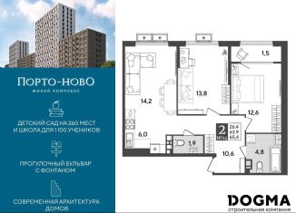 Продается 2-комнатная квартира, 65.4 м2, Новороссийск