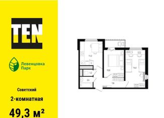 Продажа двухкомнатной квартиры, 49.3 м2, Ростов-на-Дону, улица Ткачёва, 9/1, ЖК Левенцовка Парк