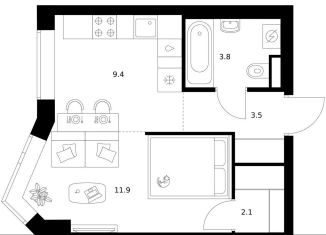 Продается 1-ком. квартира, 30.7 м2, Москва, жилой комплекс Мичуринский Парк, 4.3, метро Озёрная