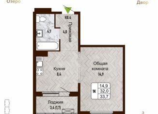 Продаю 1-комнатную квартиру, 32 м2, Новосибирск