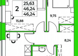 Продам 2-ком. квартиру, 46.2 м2, Республика Башкортостан