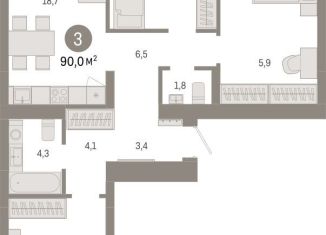 Продается 3-комнатная квартира, 90 м2, Новосибирск, метро Заельцовская