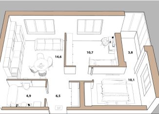 Продается 2-ком. квартира, 46.8 м2, Тюмень, Ленинский округ