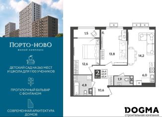 Продам двухкомнатную квартиру, 65.4 м2, Новороссийск