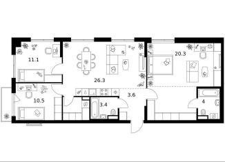 Продажа трехкомнатной квартиры, 95.1 м2, Москва, метро Мичуринский проспект