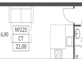 Продается квартира студия, 22.1 м2, Ярославская область, улица Лисицына, 8А