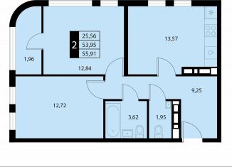 Продажа 2-комнатной квартиры, 55.9 м2, городской округ Алушта