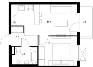 Продам 1-комнатную квартиру, 34.8 м2, деревня Новое Девяткино