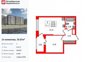 Продаю 1-ком. квартиру, 30.9 м2, Санкт-Петербург, Невский район