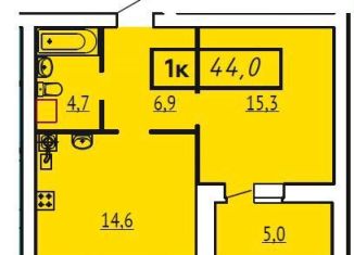 1-комнатная квартира на продажу, 44 м2, Иваново, Ленинский район