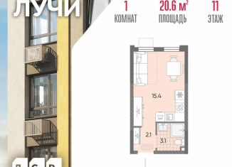 Квартира на продажу студия, 20.6 м2, Москва, 2-й этап, к8, метро Боровское шоссе