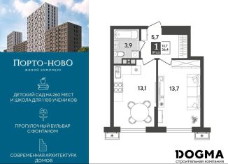 1-комнатная квартира на продажу, 36.4 м2, Новороссийск