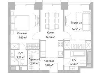 Продам 2-комнатную квартиру, 60 м2, Москва, жилой комплекс Вери, к1, метро Петровско-Разумовская