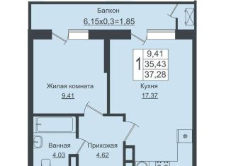 Однокомнатная квартира на продажу, 37 м2, Краснодар, улица Западный Обход, 39/1Б, ЖК Зелёный театр