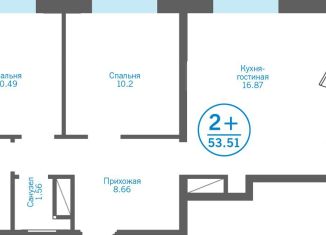 Продажа двухкомнатной квартиры, 53.5 м2, деревня Дударева, ЖК Преображенский на Московском