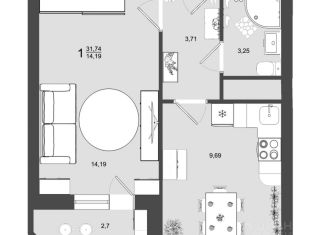 1-комнатная квартира на продажу, 31.7 м2, Клин