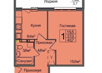 Продаю 1-комнатную квартиру, 41 м2, Новосибирск, 1-я Чулымская улица, 9с, ЖК Венеция