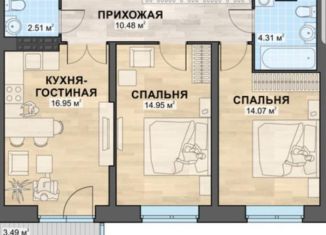 2-комнатная квартира на продажу, 63.4 м2, Екатеринбург, Ирбитская улица, 13, ЖК Бриз