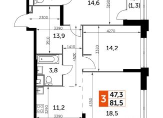 Продажа 3-комнатной квартиры, 81.5 м2, Москва, жилой комплекс Сидней Сити, к3, ЖК Сидней Сити